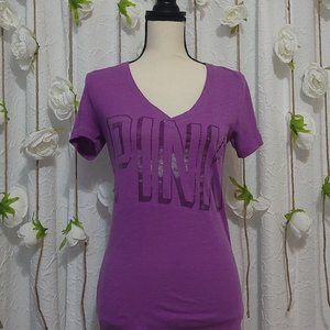 Victoria's Secret PINK Purple V-Neck Tee US Small